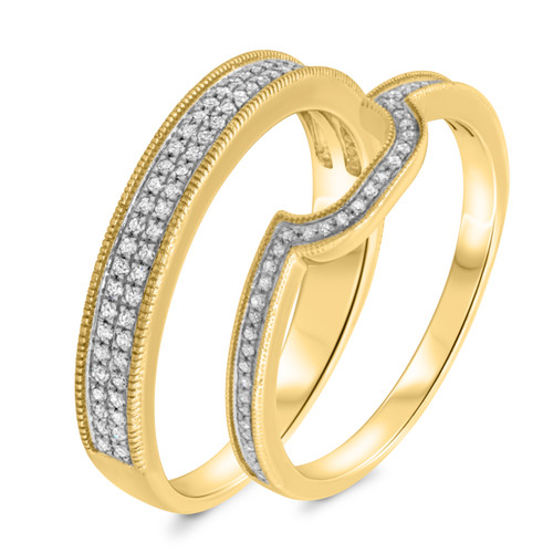 Photo of Poppy 3/8 cttw Wedding Band Set 10K Yellow Gold [WB494Y]