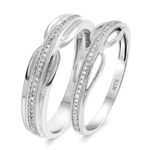 Photo of Eames 1/4 cttw Wedding Band Set 10K White Gold [WB209W]