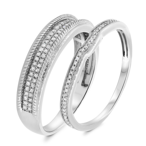 Photo of Chloe 1/2 cttw Wedding Band Set 10K White Gold [WB490W]