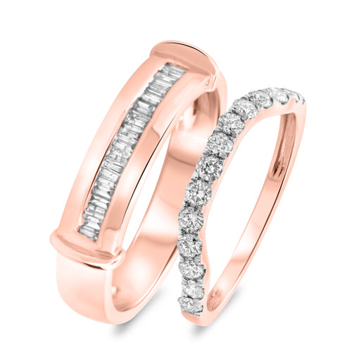 Photo of Macie 7/8 cttw Wedding Band Set 10K Rose Gold [WB438R]