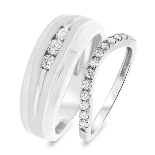 Photo of Alexa 7/8 cttw Wedding Band Set 10K White Gold [WB440W]