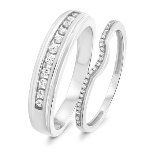 Photo of Sinead 3/8 cttw Wedding Band Set 10K White Gold [WB430W]