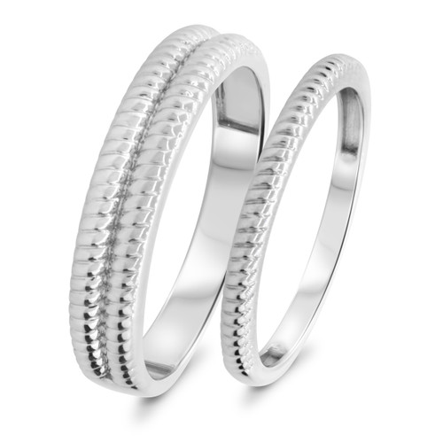 Photo of Evan Wedding Band Set 10K White Gold [WB435W]