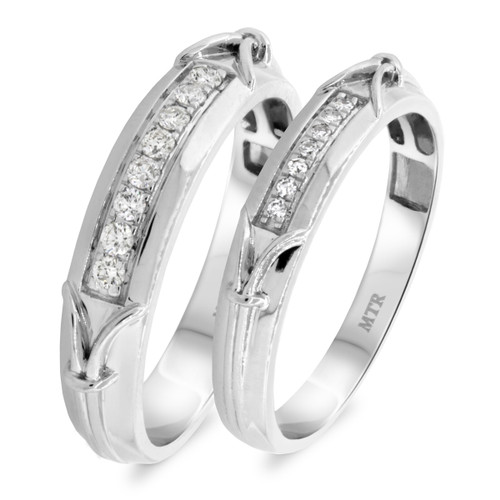 Photo of Nora 1/3 cttw Wedding Band Set 10K White Gold [WB210W]