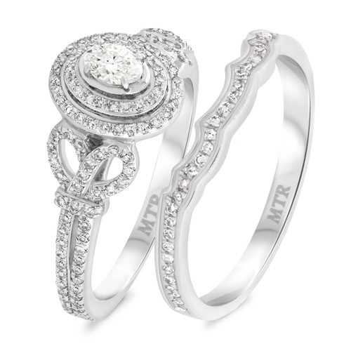 Photo of Takeshi  7/8 ct tw. Lab Grown Oval Solitaire Bridal Set 10K White Gold [BR5870W-C000]