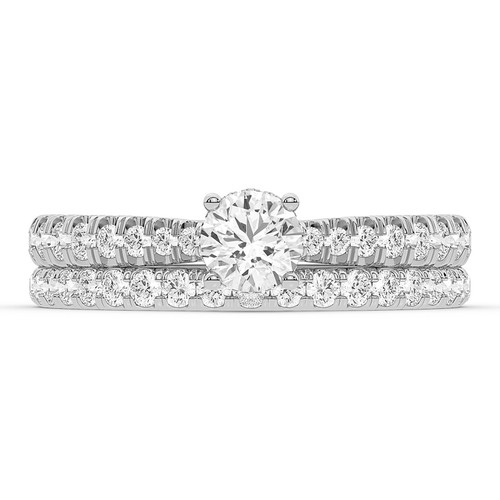 Photo of Nero 2 ct tw. Lab Grown Round Solitaire Bridal Set 14K White Gold [BR5876W-L070]