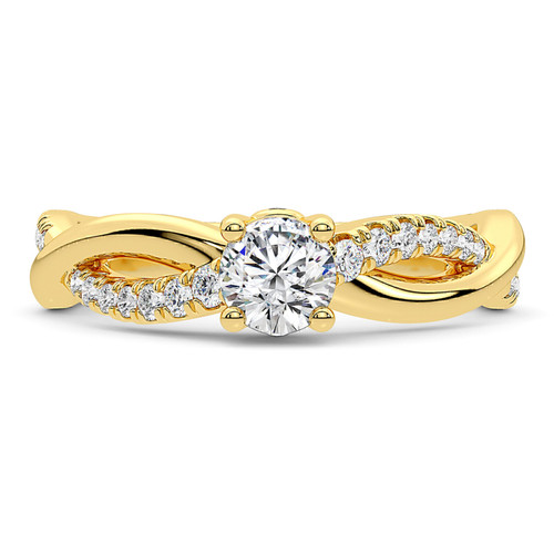 Photo of Aziel 1 1/10 ct tw. Lab Grown Round Solitaire Engagement Ring 14K Yellow Gold [BT5874YE-L070]