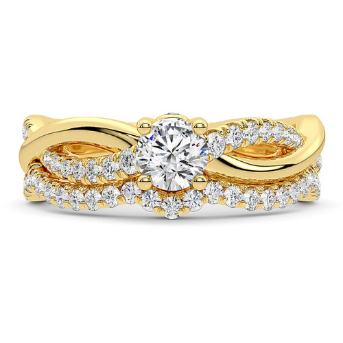 Photo of Aziel 1 1/2 ct tw. Lab Grown Round Solitaire Bridal Set 14K Yellow Gold [BR5874Y-L070]