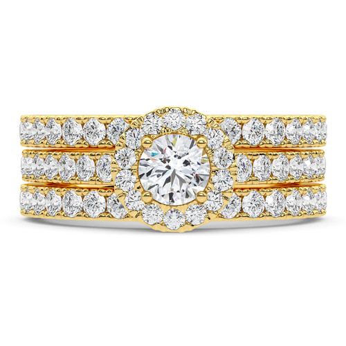 Photo of Ronika 2 7/8 ct tw. Lab Grown Round Solitaire Bridal Set 14K Yellow Gold [BR5888Y-L070]