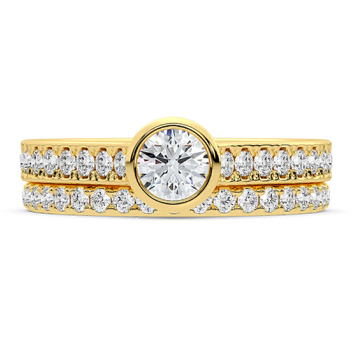 Photo of Cassia 1 3/4 ct tw. Lab Grown Round Solitaire Bridal Set 14K Yellow Gold [BR5896Y-L070]