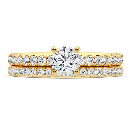 Photo of Kitana 4 ct tw. Lab Grown Round Solitaire Bridal Set 14K Yellow Gold [BR5883Y-L090]