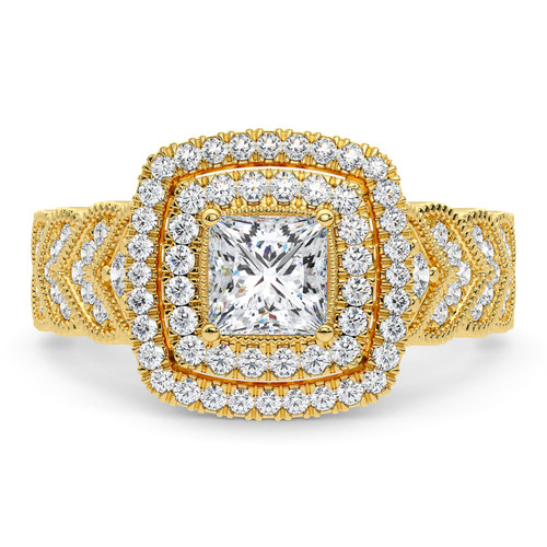 Photo of Zenevieva 2 3/4 ct tw. Lab Grown Princess Solitaire Engagement Ring 14K Yellow Gold [BT5890YE-K090]