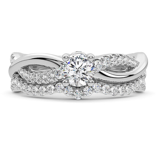 Photo of Aziel 1 1/2 ct tw. Lab Grown Round Solitaire Bridal Set Platinum [BR5874P-L070]