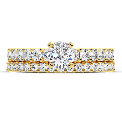 Photo of Amaya 3 Carat T.W. Round Solitaire Bridal Set 14K Yellow Gold [BR5010Y-R095]