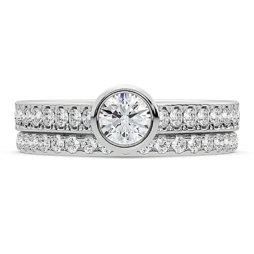 Photo of Cassia 1 3/4 CT. T.W. Round Solitaire Bridal Set 14K White Gold [BR5029W-R070]