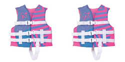 2x Airhead Child Girls Trend PFD | USCG & Transport Canada Approved Life Vest, Lightweight PE Foam, Closed Sides, Quick Release Buckles, Limited Warranty - Pink/Light Blue