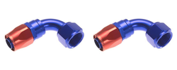 2x Custom Redhorse -8 AN Swivel Seal Hose End Fitting | 90 Degree Elbow - Blue/Red | Aluminum