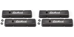 2x Edelbrock Signature Valve Cover for Chevy Small Block 262-400 Cubic Inch | Black Powder Coated Steel Set of 2