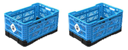 2x Big Ant Blue Medium Collapsible Square Crate | Multi Storage Capability, Eco-Friendly Material, Oriental Window Style