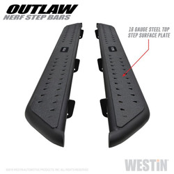 2020-2023 Gladiator JT | Outlaw Nerf Bar w/ Step Plate - Protect Rocker Panels, Bolt-On, Textured Black, Steel