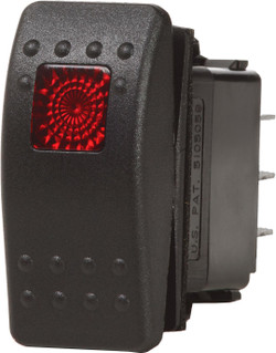 Blue Sea Multi Purpose Rocker Switch | Contura II 12/24V 20/15A Red LED | Marine Grade Double Pole Single Throw