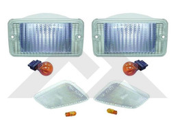 1997-2006 Jeep Wrangler TJ | Parking/ Turn Signal Light Assembly Set Of 4 - Clear Lens, Amber Bulbs
