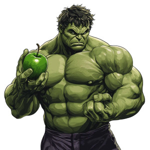 Hulk With Apple Vinyl Car Decal Sticker – Waterproof & UV-Resistant 8"