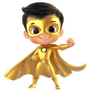 Golden Boy Superhero Vinyl Car Decal Sticker – Waterproof & UV-Resistant 8"