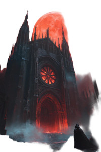 Crimson Moon Cathedral Vinyl Car Decal Sticker – Waterproof & UV-Resistant 8"