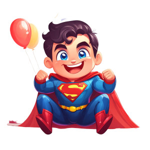 Chibi Superman Celebration Vinyl Car Decal Sticker – Waterproof & UV-Resistant 8"