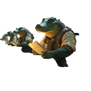 Crocodile Bureaucrats Office Vinyl Car Decal Sticker – Waterproof & UV-Resistant 8"