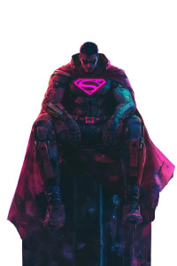 Neon Cyberpunk Superman Vinyl Car Decal Sticker – Waterproof & UV-Resistant 8"