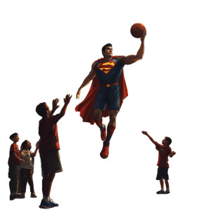 Superman Plays Basketball Vinyl Car Decal Sticker – Waterproof & UV-Resistant 8"