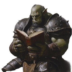 Armored Orc Reading Vinyl Car Decal Sticker – Waterproof & UV-Resistant 8"
