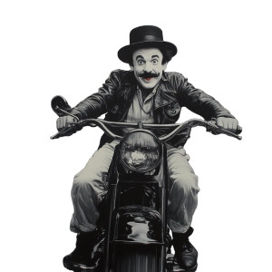 Chaplin On Harley Vinyl Car Decal Sticker – Waterproof & UV-Resistant 8" Chaplin On Harley Vinyl Car Decal Sticker – Waterproof & UV-Resistant 8"