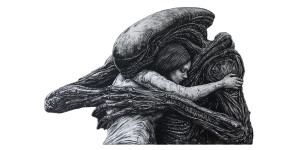Xenomorph Cuddling Human Vinyl Car Decal Sticker – Waterproof & UV-Resistant 8"