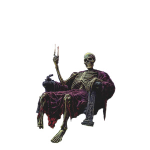 Skeletal Preacher Throne Vinyl Car Decal Sticker – Waterproof & UV-Resistant 8"