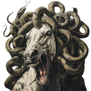 Gorgon Horse Vinyl Car Decal Sticker – Waterproof & UV-Resistant 8"