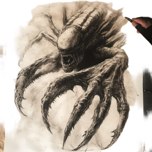 Alien Facehugger Sketch Vinyl Car Decal Sticker – Waterproof & UV-Resistant 8"