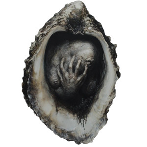 Giant Surrealist Oyster Vinyl Car Decal Sticker – Waterproof & UV-Resistant 8"