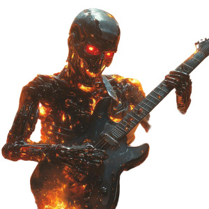 Fiery Metal Robot Vinyl Car Decal Sticker – Waterproof & UV-Resistant 8"