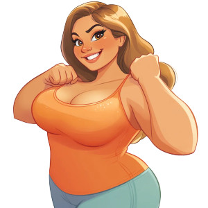 Cartoon Flexing Woman Vinyl Car Decal Sticker – Waterproof & UV-Resistant 8"