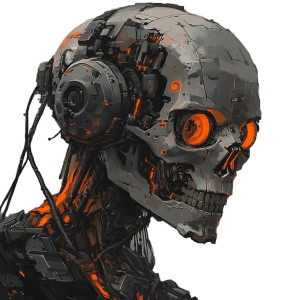 Skull-Shaped Robot Mech Vinyl Car Decal Sticker – Waterproof & UV-Resistant 8"