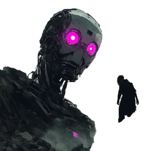 Pink-Eyed Robot Vinyl Car Decal Sticker – Waterproof & UV-Resistant 8"