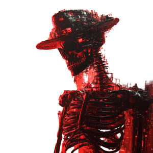 Cyber Skeleton Fisher Vinyl Car Decal Sticker – Waterproof & UV-Resistant 8"