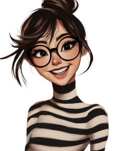 Cartoon Dark-Haired Girl Vinyl Car Decal Sticker – Waterproof & UV-Resistant 8"