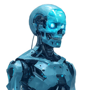 Blue Robot Skeleton Vinyl Car Decal Sticker – Waterproof & UV-Resistant 8"