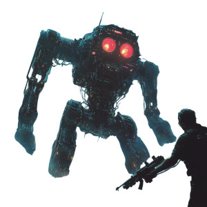 Robocom Vs Terminator Vinyl Car Decal Sticker – Waterproof & UV-Resistant 8"