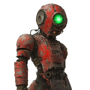 Peeling Red Robot Vinyl Car Decal Sticker – Waterproof & UV-Resistant 8"