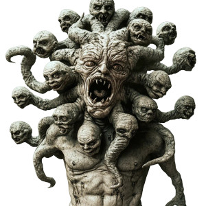 Grotesque Multi-Faced Monster Vinyl Car Decal Sticker – Waterproof & UV-Resistant 8"